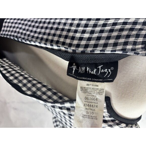 Vtg 90s ALL THAT JAZZ Gingham Babydoll Dress 9 M Black White Sunflower Grunge - Picture 3 of 14